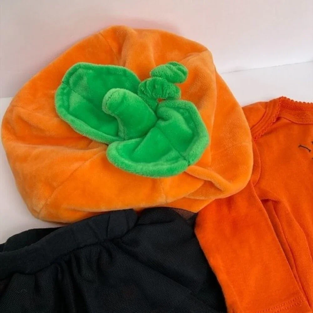 Halloween Pumpkin Hat Girl Leggins with Tu Tu Jack o Lantern One Piece 6 Months